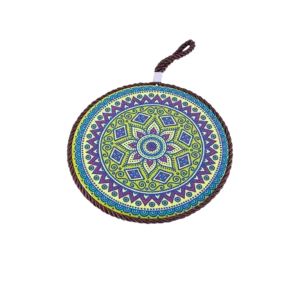 Circular 16cm Mandala Patterned Yellow & Blue Porcelain Trivet