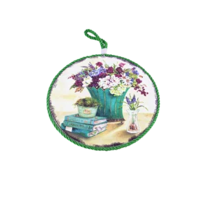 Circular 18cm Flowers Vases Design Green Porcelain Trivet