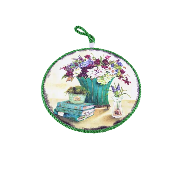 Circular 18cm Flowers Vases Design Green Porcelain Trivet