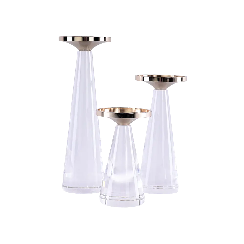 Crystal 3pcs Golden Candlestick Set