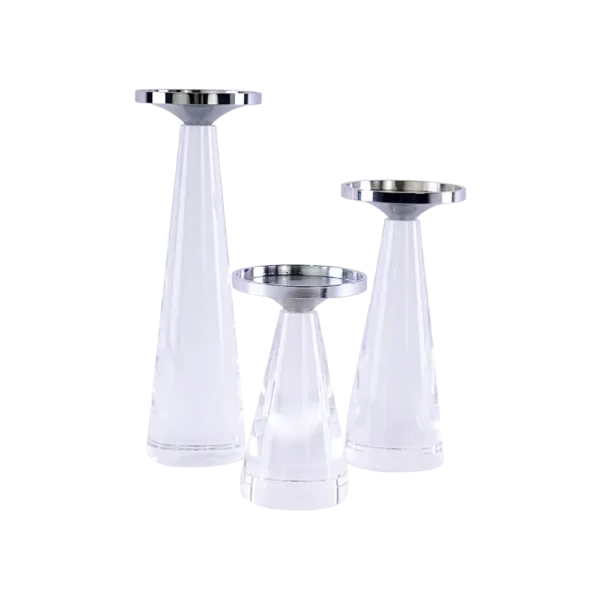 Crystal 3pcs Silver Candlestick Set