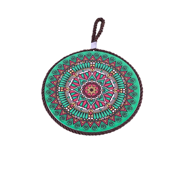 Round 16cm Mandala Patterned Aqua Porcelain Trivet