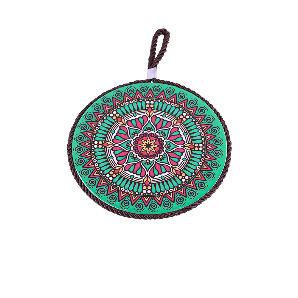 Round 16cm Mandala Patterned Aqua Porcelain Trivet