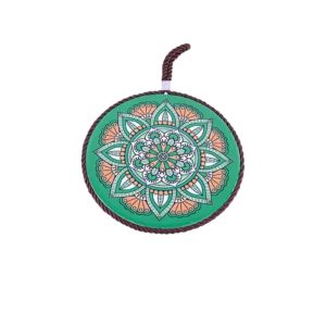 Round 16cm Mandala Patterned Green Porcelain Trivet