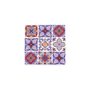 Squared 10cm White & Blue 4pcs Porcelain Trivet