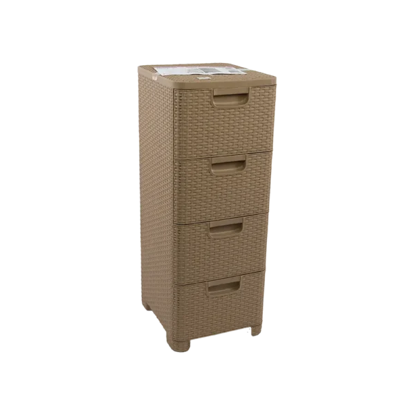 3m Plast 4 Drawer Rattan Beige Beta Organizer