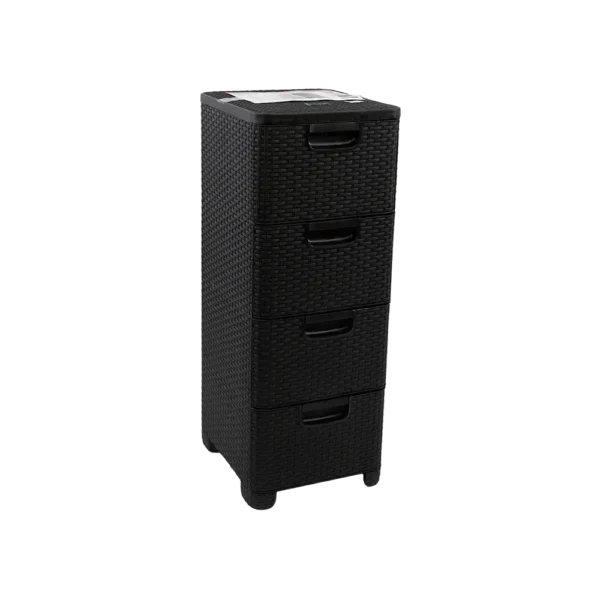 3m Plast 4 Drawer Rattan Black Beta Organizer