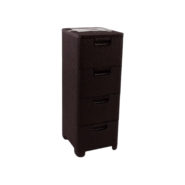 3m Plast 4 Drawer Rattan Dark Brown Beta Organizer