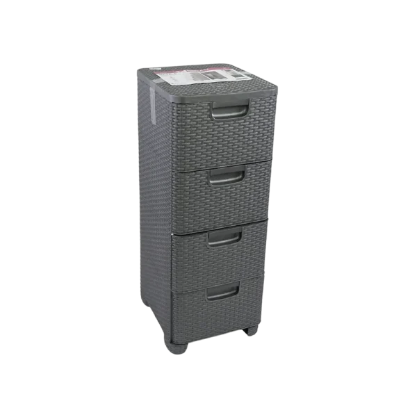 3m Plast 4 Drawer Rattan Grey Beta Organizer