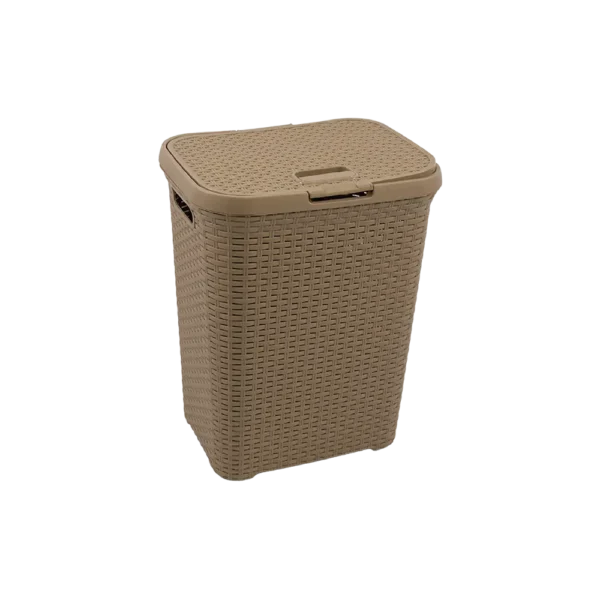 3m Plast Rattan Style Beige Laundry Basket With Lid