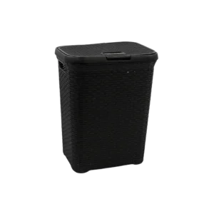 3m Plast Rattan Style Black Laundry Basket With Lid