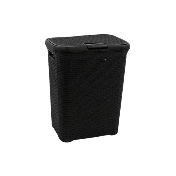 3m Plast Rattan Style Black Laundry Basket With Lid