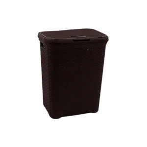 3m Plast Rattan Style Dark Brown Laundry Basket With Lid