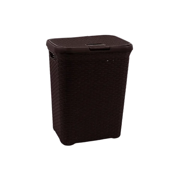 3m Plast Rattan Style Dark Brown Laundry Basket With Lid