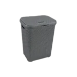 3m Plast Rattan Style Grey Laundry Basket With Lid