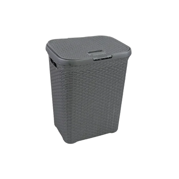 3m Plast Rattan Style Grey Laundry Basket With Lid