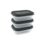 Freshlife 3pcs Black 0.3l Shallow Rectangular Storage Box Set