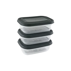 Freshlife 3pcs Black 0.3l Shallow Rectangular Storage Box Set