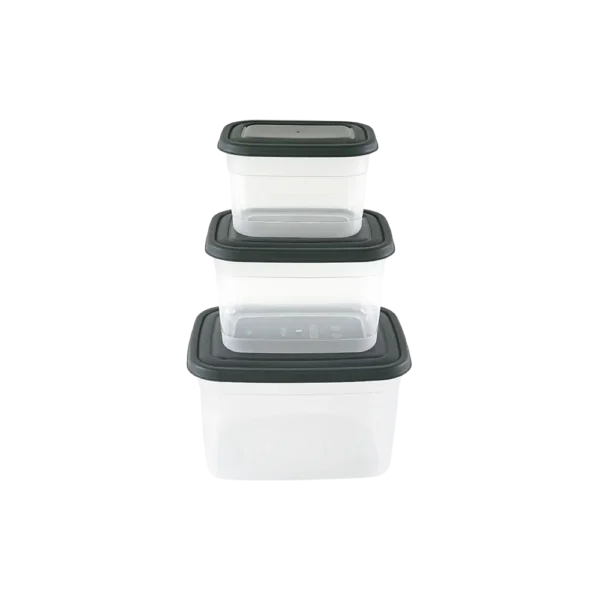 Freshlife 3pcs Black Rectangular Storage Box Set