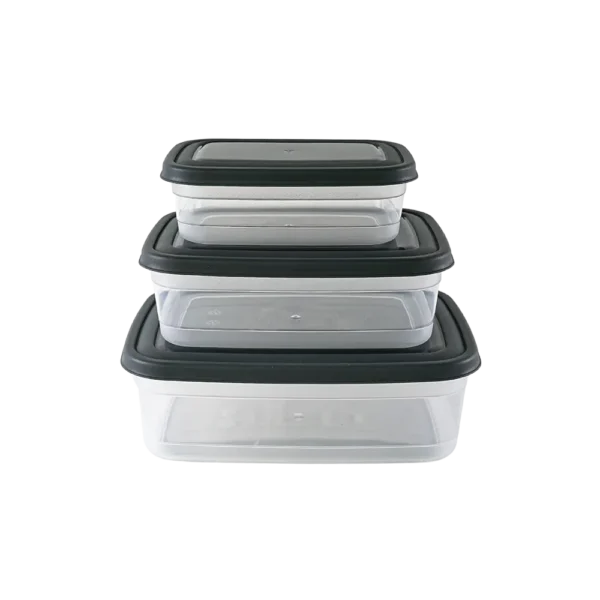 Freshlife 3pcs Black Shallow Rectangular Storage Box Set