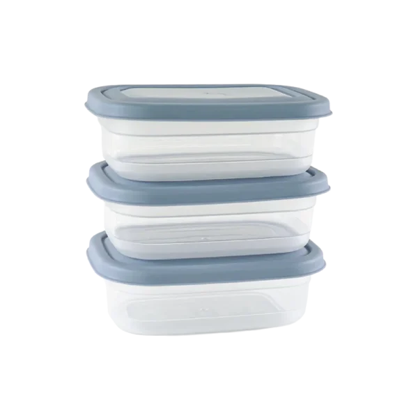 Freshlife 3pcs Blue 0.3l Shallow Rectangular Storage Box Set