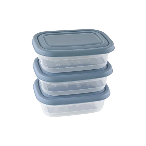 Freshlife 3pcs Blue 0.3l Shallow Rectangular Storage Box Set2