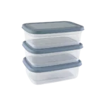 Freshlife 3pcs Blue 1.2l Shallow Rectangular Storage Box Set