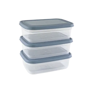 Freshlife 3pcs Blue 1.2l Shallow Rectangular Storage Box Set