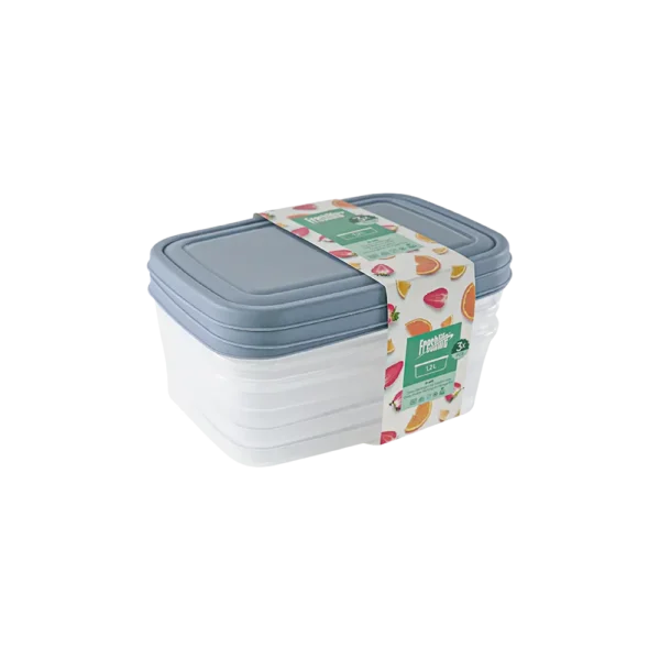 Freshlife 3pcs Blue 1.2l Shallow Rectangular Storage Box Set1