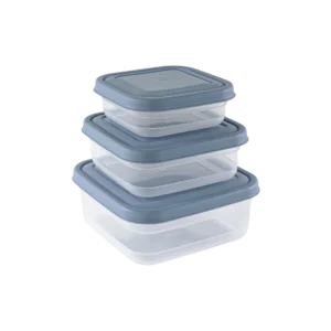 Freshlife 3pcs Blue Classy Square Shallow Storage Box Set