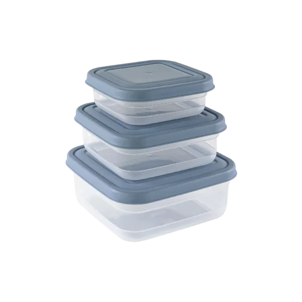 Freshlife 3pcs Blue Classy Square Shallow Storage Box Set