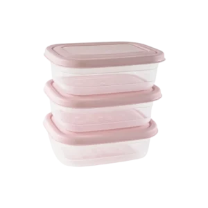 Freshlife 3pcs Pink 0.3l Shallow Rectangular Storage Box Set