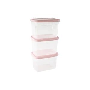 Freshlife 3pcs Pink 1.2l Rectangular Deep Storage Box Set