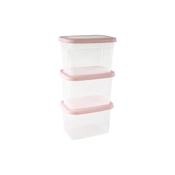 Freshlife 3pcs Pink 1.2l Rectangular Deep Storage Box Set