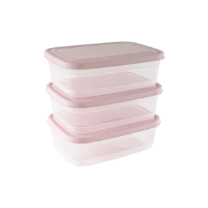 Freshlife 3pcs Pink 1.2l Shallow Rectangular Storage Box Set