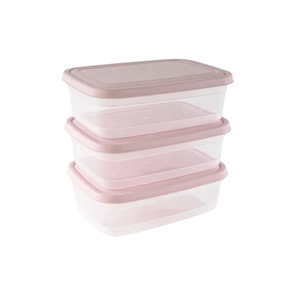 Freshlife 3pcs Pink 1.2l Shallow Rectangular Storage Box Set