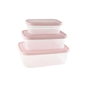 Freshlife 3pcs Pink Shallow Rectangular Storage Box Set