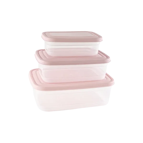 Freshlife 3pcs Pink Shallow Rectangular Storage Box Set