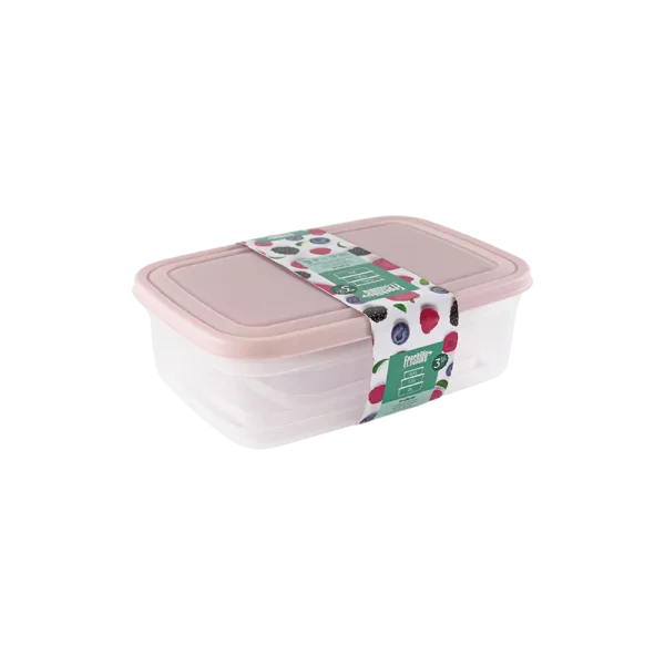 Freshlife 3pcs Pink Shallow Rectangular Storage Box Set1