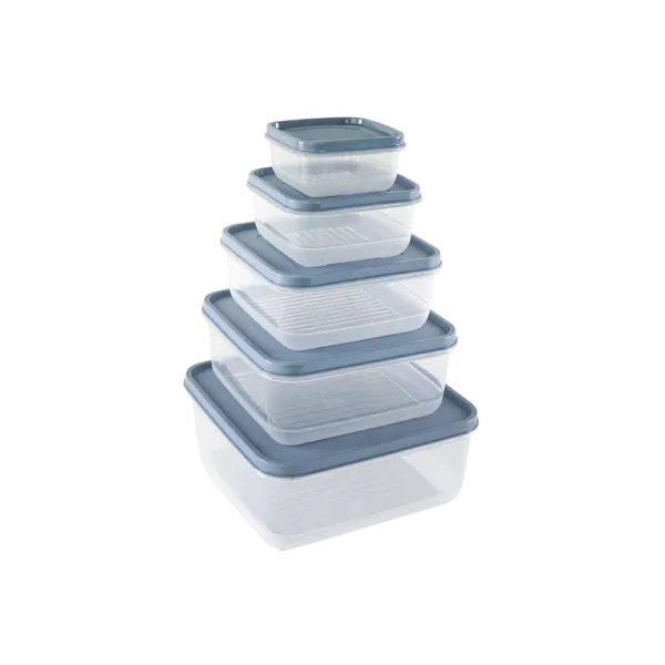 Freshlife 5pcs Blue Rubby Square Storage Box Set