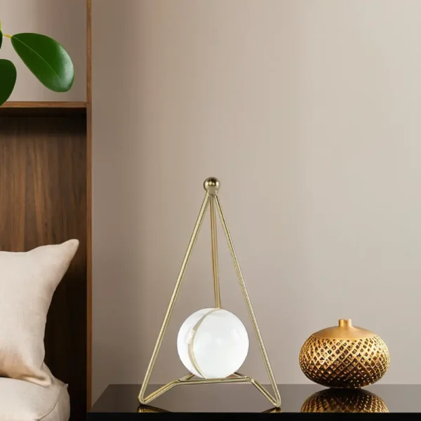 Geometric Gold Frame With Crystal Sphere1