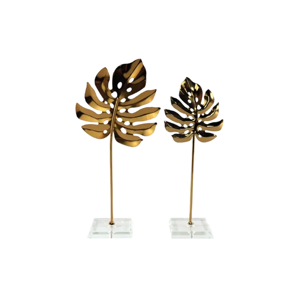 Gold 2pcs Monstera Leaf Table Decor