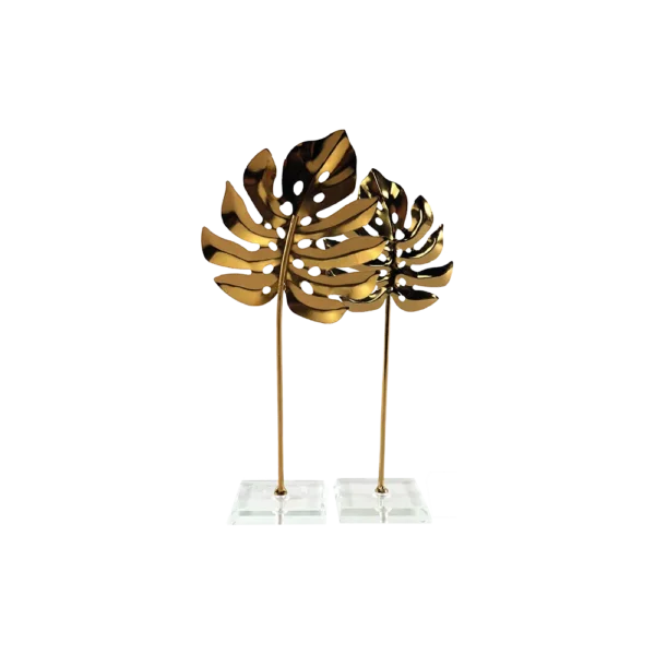 Gold 2pcs Monstera Leaf Table Decor1