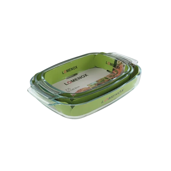 Lomenox 3pcs Rectangular Pyrex Oven Pan Set2