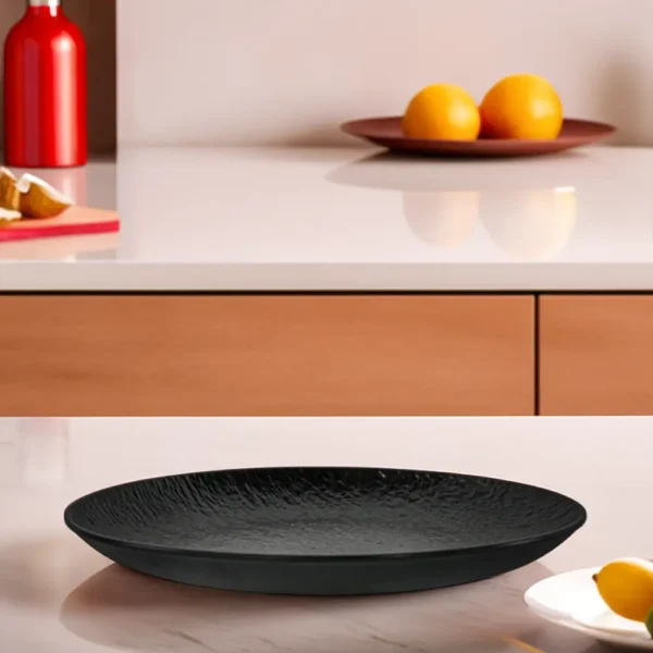 Melamine 30.5cm Black Serving Round Plate1