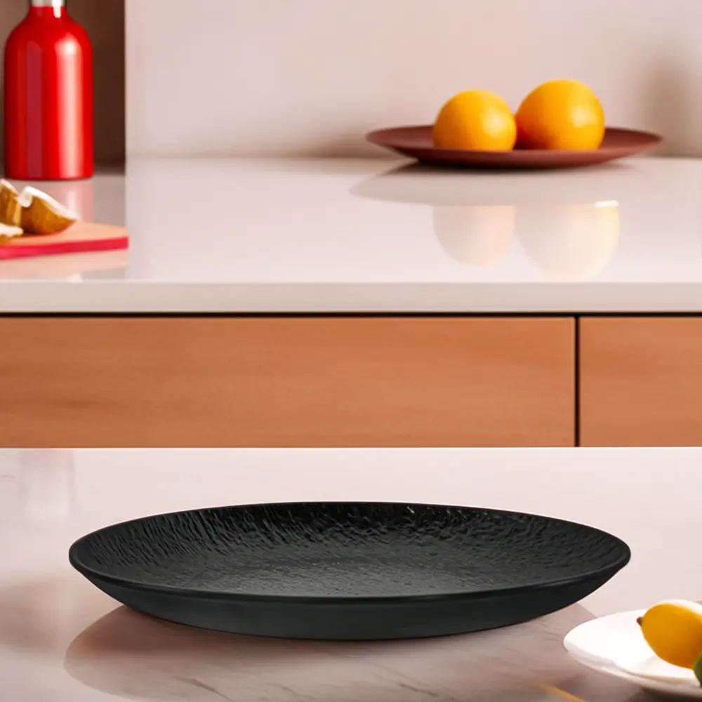 Melamine 30.5cm Black Serving Round Plate1