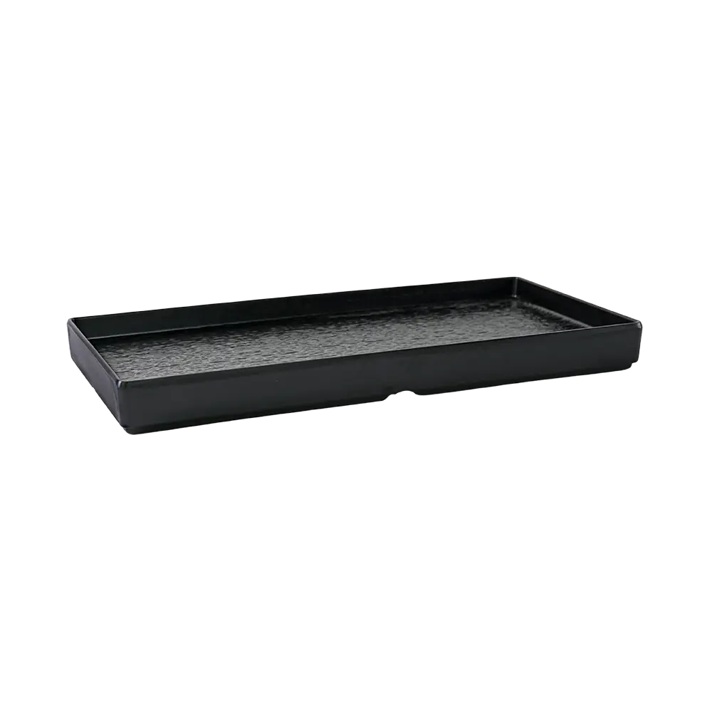 Melamine 38cm Black Deep Rectangular Serving Plate