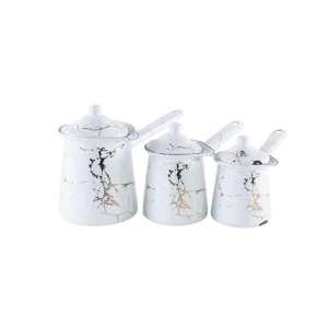 Momaz 3pcs Marbled White Coffee Pots Set