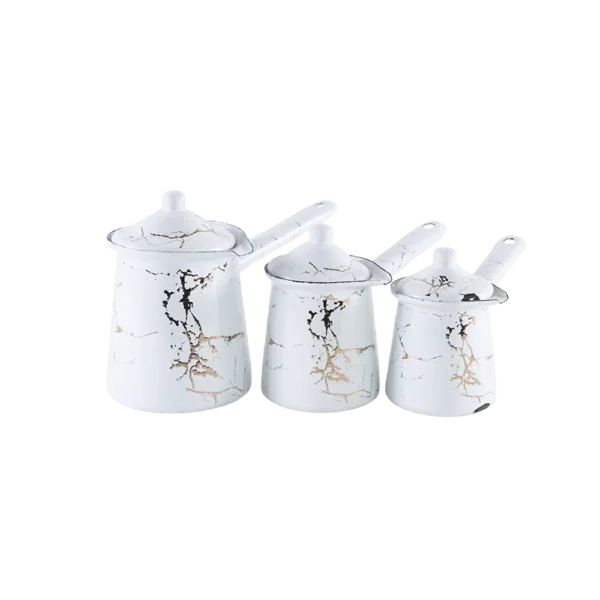 Momaz 3pcs Marbled White Coffee Pots Set