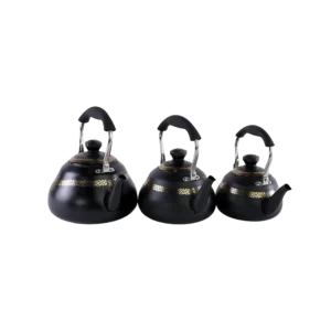 Momaz 3pcs Stainless Luxury Black Tea Pots Set